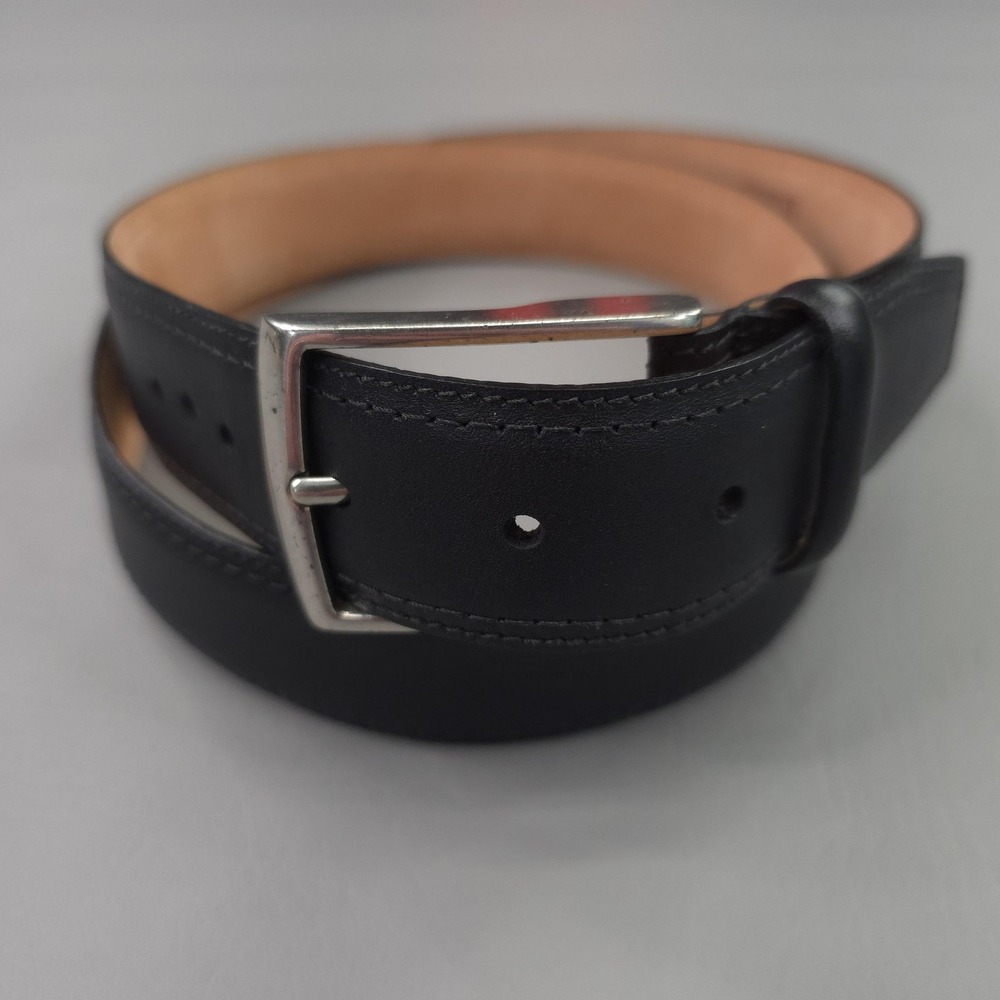 Allen Edmonds Belt Mens 42 Black Leather Silver Buckle Dress Classic Business